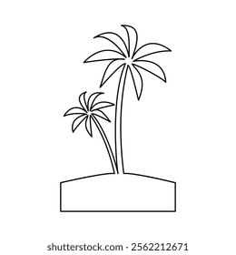 Palm tree continuous single one line art vector illustration on white background.
