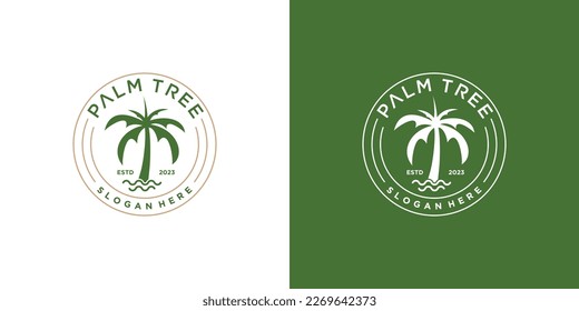 Palm tree with creative idea logo design vector