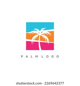 Palm tree with creative idea logo design vector