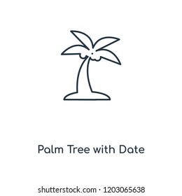 Palm Tree with Date concept line icon. Linear Palm Tree with Date concept outline symbol design. This simple element illustration can be used for web and mobile UI/UX.