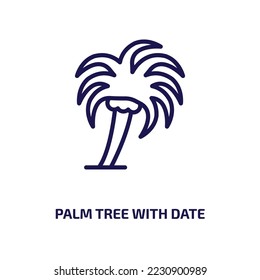 palm tree with date icon from religion collection. Thin linear palm tree with date, date, palm outline icon isolated on white background. Line vector palm tree with date sign, symbol for web and 