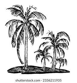 Árbol de fecha de árbol de palmas Vector de arte de línea mínimo 