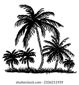 Palm Tree Date Tree Minimal Line Art Vector 