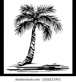 Palm Tree Date Tree Minimal Line Art Vector 