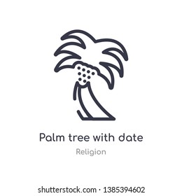 Palme mit Symbol für Datumsgliederung. einzelne Linie, Vektorgrafik aus der Religionssammlung. bearbeitbare dünne Strichpalme mit Datumssymbol auf weißem Hintergrund