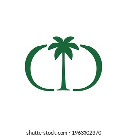 palm tree dd double d letter mark logo vector icon illustration