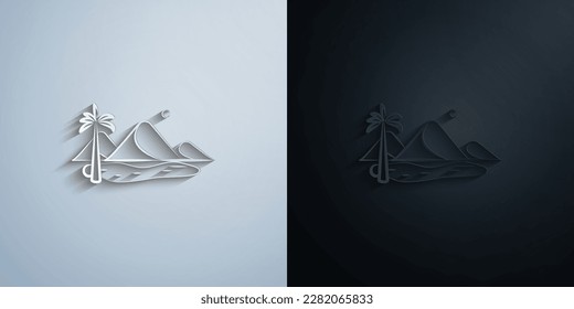 palm tree in desert paper icon with shadow effect vector illuistration design