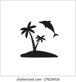 Palm tree and dolphin