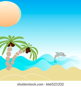 Palm tree with a dolphin