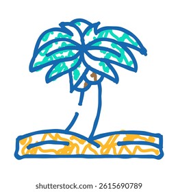 palm tree doodle icon sketch vector. palm tree sign. isolated symbol illustration
