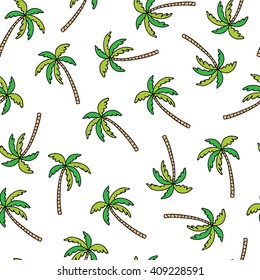 palm tree doodle seamless pattern