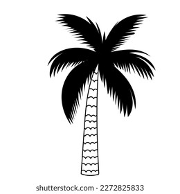 palm tree doodle silhouette isolated vector