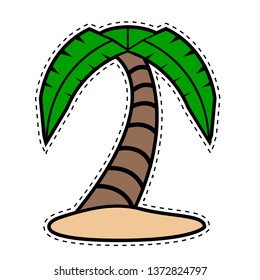 Palm tree dotted sticker. Vector illustration design