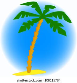Palm tree drawing on a dark blue background