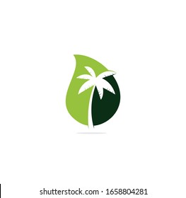 Palm tree drop shape concept logo design vector template.coconut tree icon	