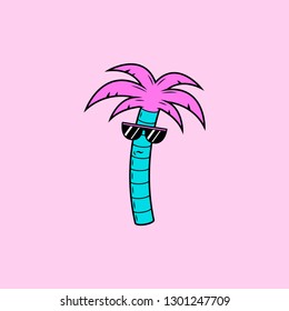 PALM TREE DUDE IN SUNGLASSES PINK BACKGROUND