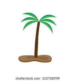 Palm tree and earthen ground. Vector illustration