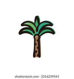 Palm tree - Icono de Egipto (línea dibujada a mano, versión coloreada)