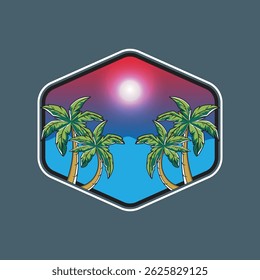 Palm tree element and shape . Simple flat vector illustration. Vector illustration design Palm Tree and island at sunset
