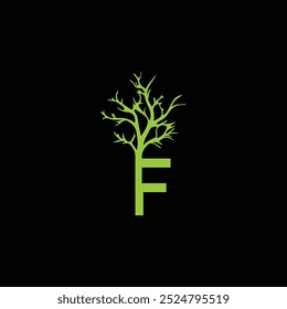palm tree f letter mark logo vector icon illustration
