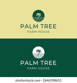 Palm Tree Farm House Logo Design – Nature Agriculture Eco Organic Brand Identity