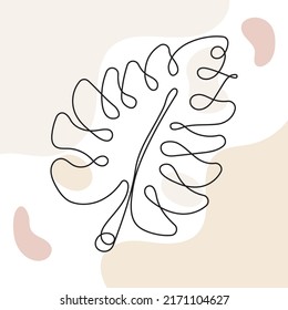 Palm tree, fern line vector. Botanical prints boho vector set for wall art . Bohemian style with line art foliage. Minimalist abstract plant branch art boho design for cover, poster, wallpaper.