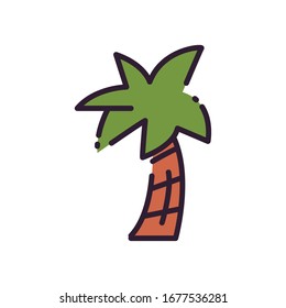 Palm tree fill style icon design, Beach summer vacation tropical relaxation outdoor nature tourism relax lifestyle and paradise theme Vector illustration