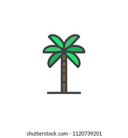Palm tree filled outline icon, line vector sign, linear colorful pictogram isolated on white. Tropical plant symbol, logo illustration. Pixel perfect vector graphics