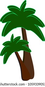 Palm tree or flat coconut Illustration of vector icon isolated from white background, to cartoon for kids, kindergarten elementary