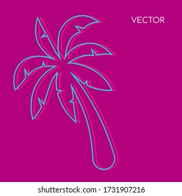 Palm tree flat color vector background. Palmtree on purple backdrop. Exotic vegetation, beach tree. Tropical backdrop for social media post mock up. Rainforest flora web banner template