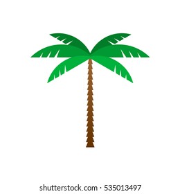 Palm tree flat geometric style illustration. Isolated on white background.