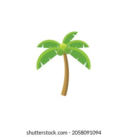 Palm tree flat icon with coconut. Flat illustration of palm tree vector icon isolated on white background