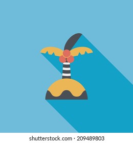 Palm tree flat icon with long shadow