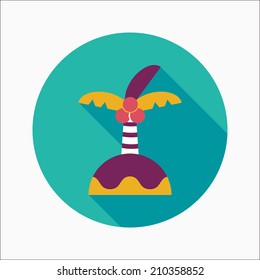 Palm tree flat icon with long shadow