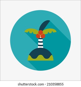 Palm tree flat icon with long shadow
