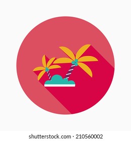 Palm tree flat icon with long shadow