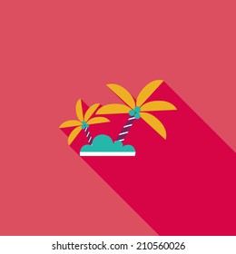 Palm tree flat icon with long shadow
