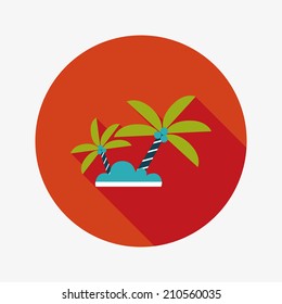 Palm tree flat icon with long shadow