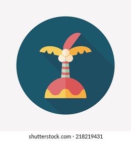 Palm tree flat icon with long shadow