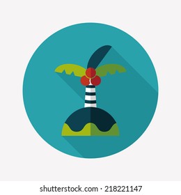 Palm tree flat icon with long shadow