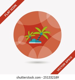 Palm tree flat icon with long shadow,eps10