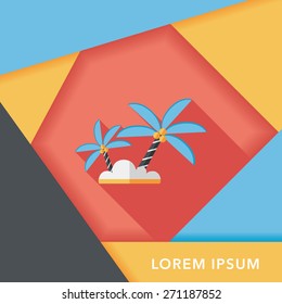 Palm tree flat icon with long shadow,eps10