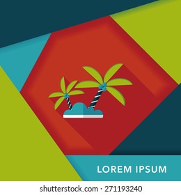 Palm tree flat icon with long shadow,eps10