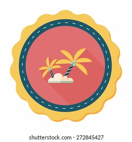 Palm tree flat icon with long shadow,eps10