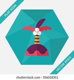 Palm tree flat icon with long shadow