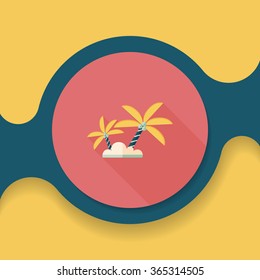 Palm tree flat icon with long shadow,eps10