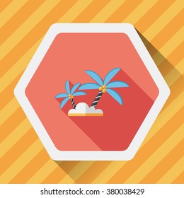 Palm tree flat icon with long shadow,eps10