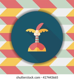 Palm tree flat icon with long shadow