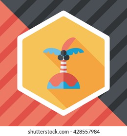 Palm tree flat icon with long shadow