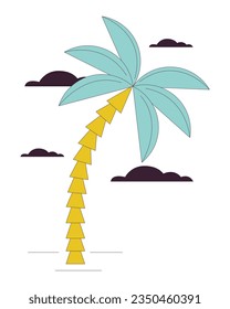 Color de la línea plana del árbol de palmas objeto vector aislado. El paraíso de verano. Imagen editable de imágenes prediseñadas sobre fondo blanco. Dibujo gráfico de esquema simple para diseño web